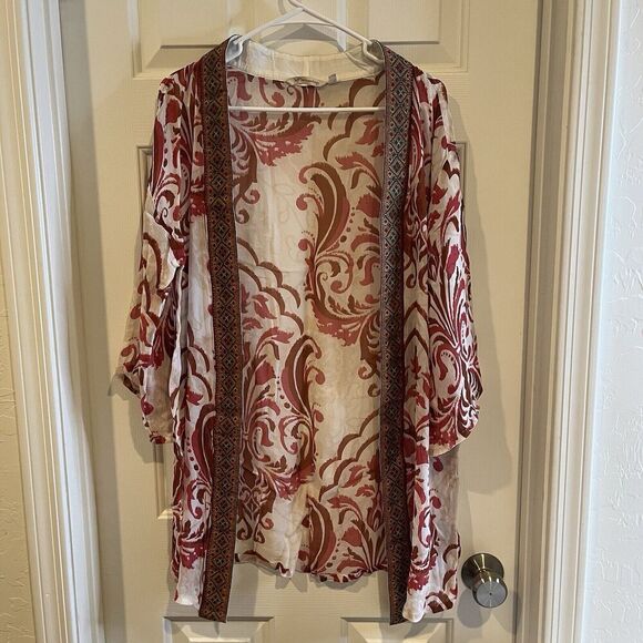 Soft Surroundings Womens L/XL Jakarta Kimono Top Open Front Lightweight Cover Up - Picture 3 of 12